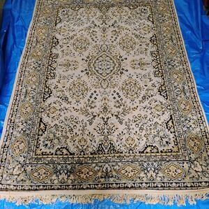 Vintage 60's Virgin Worsted Wool Area Rug 5x7 Made In Belgium